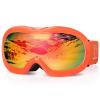 EXP VISION Kids Ski Goggles Anti-Fog Over Glasses Child Snowboard Goggles with UV Protection, Double-Layer Lenses Snow Goggles for Boys Girl Youth (Orange Frame/Red Lens) view 1