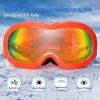 EXP VISION Kids Ski Goggles Anti-Fog Over Glasses Child Snowboard Goggles with UV Protection, Double-Layer Lenses Snow Goggles for Boys Girl Youth (Orange Frame/Red Lens) view 2