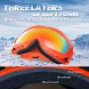 EXP VISION Kids Ski Goggles Anti-Fog Over Glasses Child Snowboard Goggles with UV Protection, Double-Layer Lenses Snow Goggles for Boys Girl Youth (Orange Frame/Red Lens) view 4