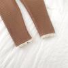 Infant Newborn Baby Girls Ribbed Solid Lace Edge Pants Trousers Leggings Girls Athletic Clothes (Khaki, 12-18 Months) view 4