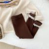 Infant Newborn Baby Girls Ribbed Solid Lace Edge Pants Trousers Leggings Girls Athletic Clothes (Coffee, 6-12 Months) view 3