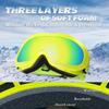 EXP VISION Kids Ski Goggles Anti-Fog Over Glasses Child Snowboard Goggles with UV Protection, Double-Layer Lenses Snow Goggles for Boys Girl Youth (Yellow Frame/Gold Lens) view 4