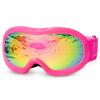 EXP VISION Kids Ski Goggles Anti-Fog Over Glasses Child Snowboard Goggles with UV Protection, Double-Layer Lenses Snow Goggles for Boys Girl Youth (Pink Frame/Pink Lens) view 1