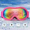 EXP VISION Kids Ski Goggles Anti-Fog Over Glasses Child Snowboard Goggles with UV Protection, Double-Layer Lenses Snow Goggles for Boys Girl Youth (Pink Frame/Pink Lens) view 2