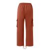 Cotton Cargo Trousers for Men,Solid Elastic Waist Straight Leg Slacks Slim Fit Bottoms Drawstring Pants for Men,Sweatpants Work Compression Hiking(Orange,X-Large) view 3