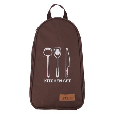 TOPINCN Cooking Utensils, Pouch Polyester Fabric Camping Cookware Travel Storage Bag, Outdoor Large Space Cookware Kit Bag(B)
