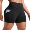 CRZ YOGA Butterluxe Biker Shorts Pockets 5" - High Waisted Volleyball Workout Athletic Yoga Womens Black Medium view 1