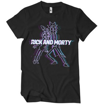 Rick and Morty Officially Licensed Glitch Mens T-Shirt (Black), Medium