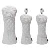 FUUBAMB00 3/4Pcs Golf Club Cover for Driver Fairway Hybrid Waterproof Diamond Lattice Skull Protector Set PU Leather Soft Durable Golf Head Covers,White,3PCs view 1