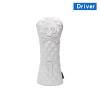FUUBAMB00 3/4Pcs Golf Club Cover for Driver Fairway Hybrid Waterproof Diamond Lattice Skull Protector Set PU Leather Soft Durable Golf Head Covers,White,3PCs view 2