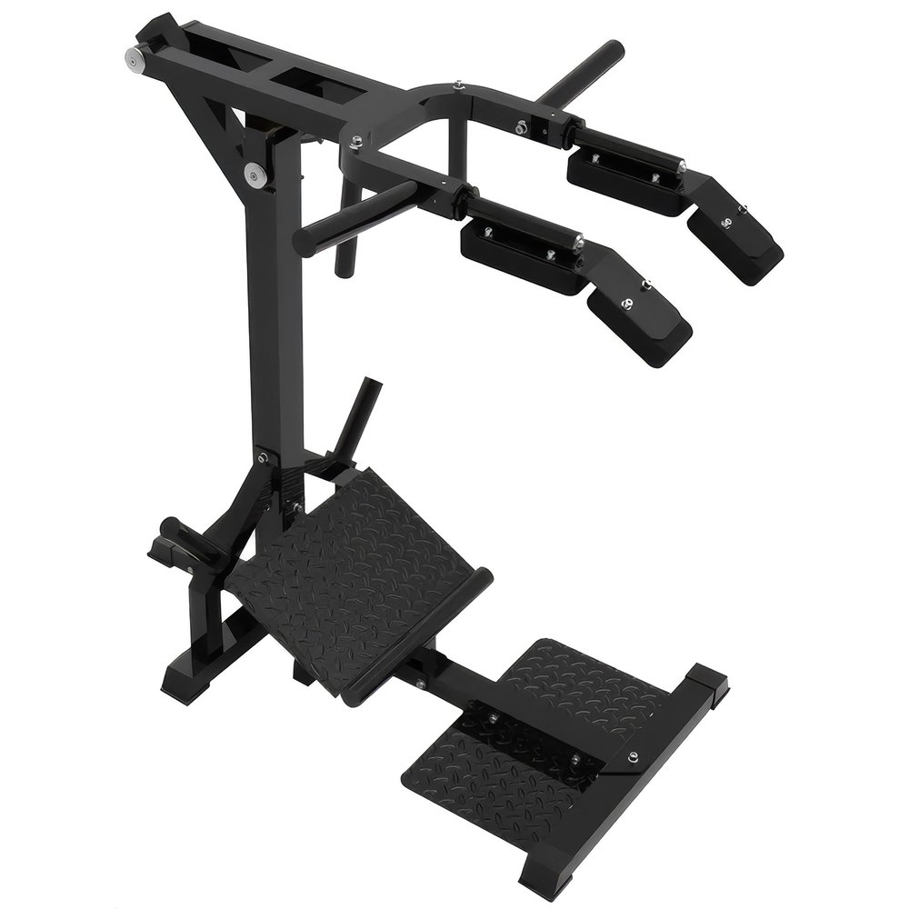 French Fitness FFB Black Leverage Squat & Calf Machine  Heavy-Duty Leg Training with Industrial-Grade Bearings, Contoured Pads, and Adjustable Design for Strength and Core Workouts