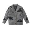 Toddler Boys Sweater Kids Casual Dinosaur Button Up V Neck Knitted Cardigan Jacket Long Winter (Grey, 18-24 Months) view 1