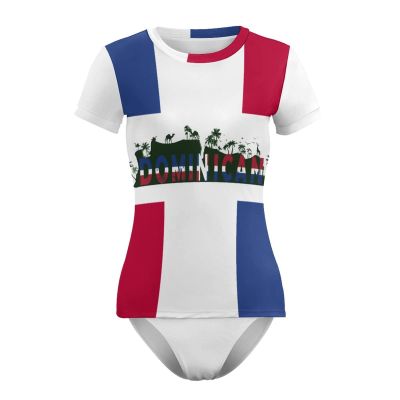 Dominican Flag Cute Animal Women's One-Piece Swimsuit Triangle Bathing Swimsuit Beach Party XL