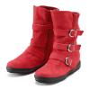 oiangi Wide Calf Boots for Women Suede Round Toe Three Straps Buckle Zipper Flat Non-slip Mid Calf Snow Boots Fall Winter Casual Outdoor Warm Shoes view 4