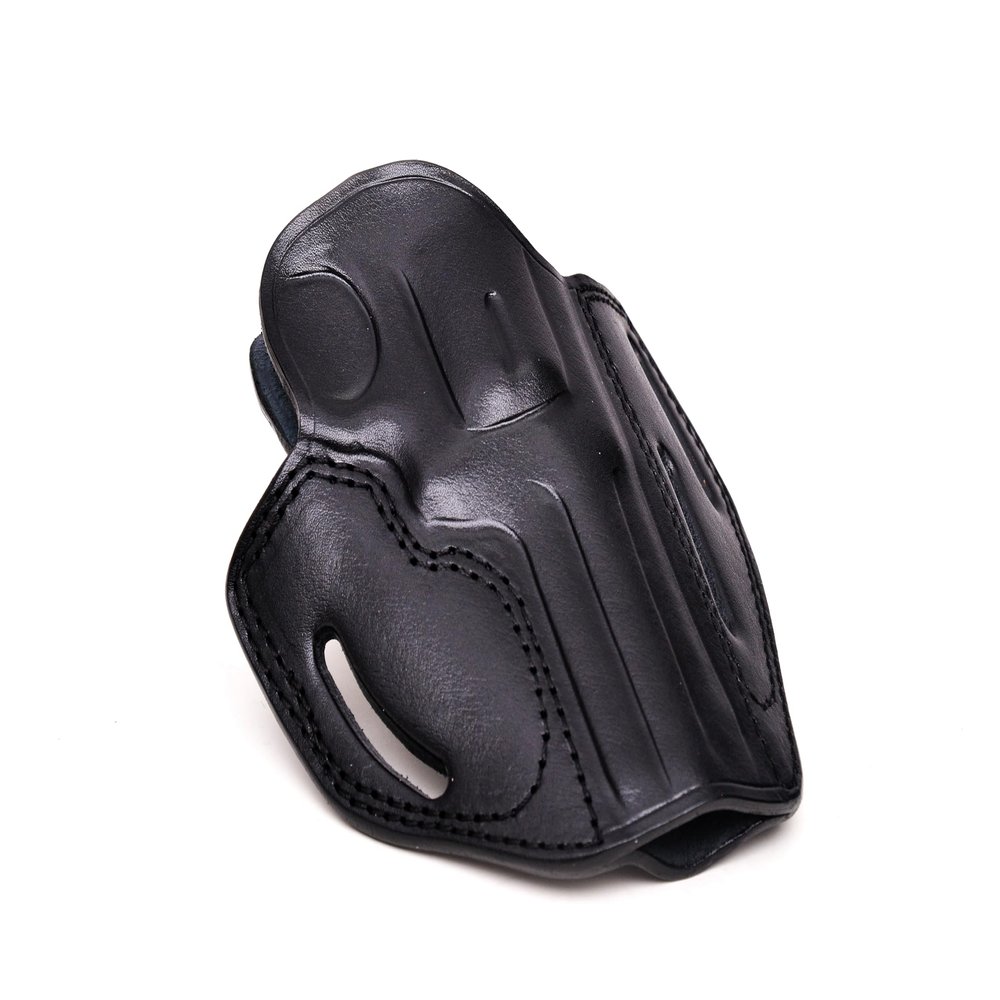Leather Belt Holster Fits S&W Model 686, 586, 637,10, 19, 60, 66 | Fast Draw | 3 Slot Style | Handmade (Black, S&W Model 10 6" Barrel)