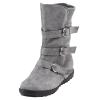 oiangi Wide Calf Boots for Women Suede Round Toe Three Straps Buckle Zipper Flat Non-slip Mid Calf Snow Boots Fall Winter Casual Outdoor Warm Shoes view 1
