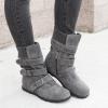 oiangi Wide Calf Boots for Women Suede Round Toe Three Straps Buckle Zipper Flat Non-slip Mid Calf Snow Boots Fall Winter Casual Outdoor Warm Shoes view 2