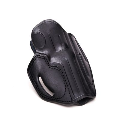 Leather Belt Holster Fits S&W Model 686, 586, 637,10, 19, 60, 66 | Fast Draw | 3 Slot Style | Handmade (Black, S&W Mod 66 6" Barrel)