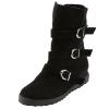 oiangi Wide Calf Boots for Women Suede Round Toe Three Straps Buckle Zipper Flat Non-slip Mid Calf Snow Boots Fall Winter Casual Outdoor Warm Shoes view 1