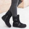 oiangi Wide Calf Boots for Women Suede Round Toe Three Straps Buckle Zipper Flat Non-slip Mid Calf Snow Boots Fall Winter Casual Outdoor Warm Shoes view 4