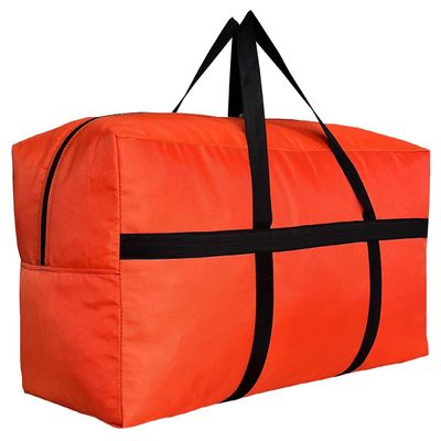 DoYiKe Extra Large Storage Duffle Bag with Zippers and Handles, Heavy Duty Orange Big Foldable Bag for Travel-50x23x15Inch
