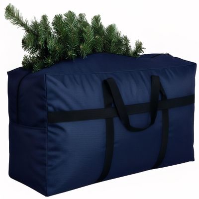 DoYiKe Extra Large Storage Duffle Bag with Zippers and Handles, Heavy Duty Blue Big Foldable Bag for Travel-50x23x15Inch