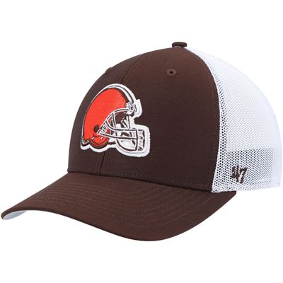 47 Men's Brown/White Cleveland Browns Trophy Trucker Flex Hat