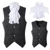tuduoms Men Victorian Prom Vest Tie Set Medieval Tailcoat Jacket Paisley Steampunk Gothic Tuxedo Vest Waistcoat 1920s Costume Black view 1
