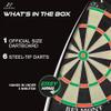 EastPoint Blacklight Dartboard - 18-Inch, 6 Steel Tip Darts - Official Bristle Board for Game Room - Blacklight Ring & Flights for Man Cave Decor - Staple-Free Bullseye for Bar Games view 2