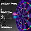 EastPoint Blacklight Dartboard - 18-Inch, 6 Steel Tip Darts - Official Bristle Board for Game Room - Blacklight Ring & Flights for Man Cave Decor - Staple-Free Bullseye for Bar Games view 4