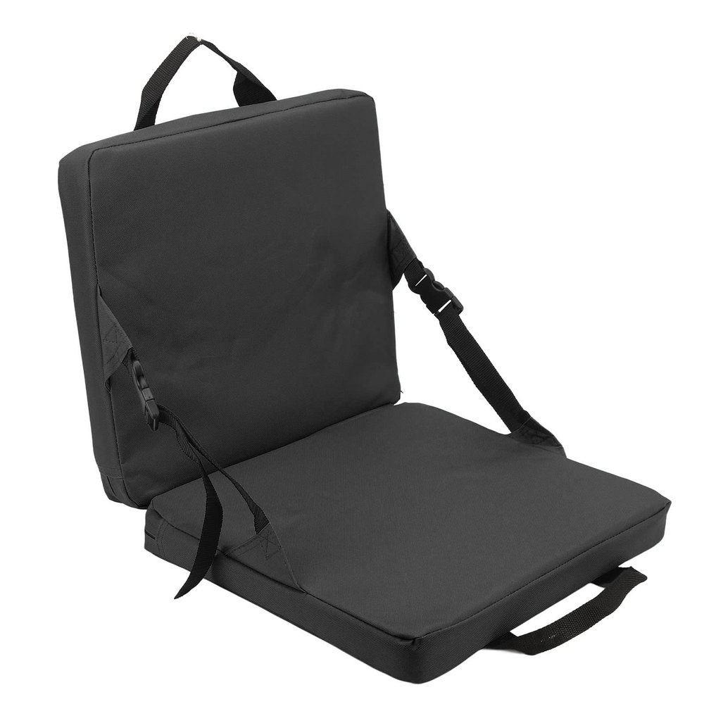 Stadium Seat Chair, Practical Portable Lightweight Bleacher Cushions with Back Support & Pocket, Folding Comfort Chair Cushion for Camping, Hiking, Beach, Sport Events, Basketball Court(Black)