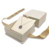 N'icePackaging - 1 Qty Elegant 2-Piece Ivory Pinstripe Pendant Jewelry Gift Box w/Cream Insert a pre-affixed Light Golden Ribbon view 1