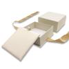 N'icePackaging - 1 Qty Elegant 2-Piece Ivory Pinstripe Pendant Jewelry Gift Box w/Cream Insert a pre-affixed Light Golden Ribbon view 2