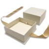N'icePackaging - 1 Qty Elegant 2-Piece Ivory Pinstripe Pendant Jewelry Gift Box w/Cream Insert a pre-affixed Light Golden Ribbon view 3