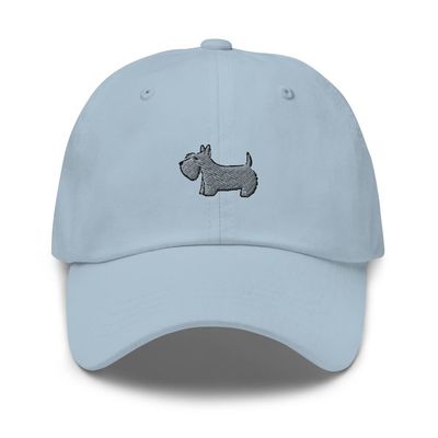 Scottish Terrier hat, Embroidered hat, Scottish Terrier Gifts, Scottish Terrier mom dad hat, Silver Gray.