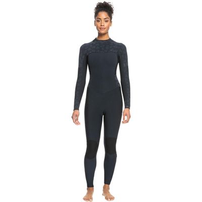 Roxy Womens 4/3mm Swell Series Back Zip Fullsuit Wetsuit - Black | 4