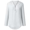 PBNBP Women's Casual Loose Fit Blouse Cuff Sleeve Solid Color V Neck Daily Tops Half Zip Chiffon Long Sleeve Summer Fall Shirts Blusas view 3