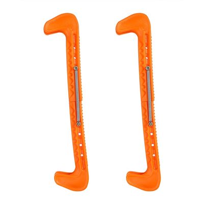 Skate Guards,plplaaoo 1 Pair Ice Skate Guards,Optional Ice Skate Guards,Durable Plastic Ice Hockey Skate Blade Guards Covers with Adjustable Spring Fits Hockey Skate or Figure Skate,etc(Orange)