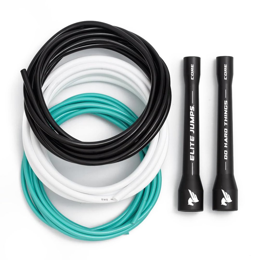 Elite SRS, Do Hard Things PVC Jump Ropes for Fitness Training Set Includes 3 Different Rope Thicknesses for Increasing the Intensity of Your Workouts IndoorOutdoor Adjustable Jump Rope with