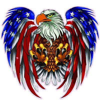 Defending American Bald Eagle American Flag Decal (24" x 22")