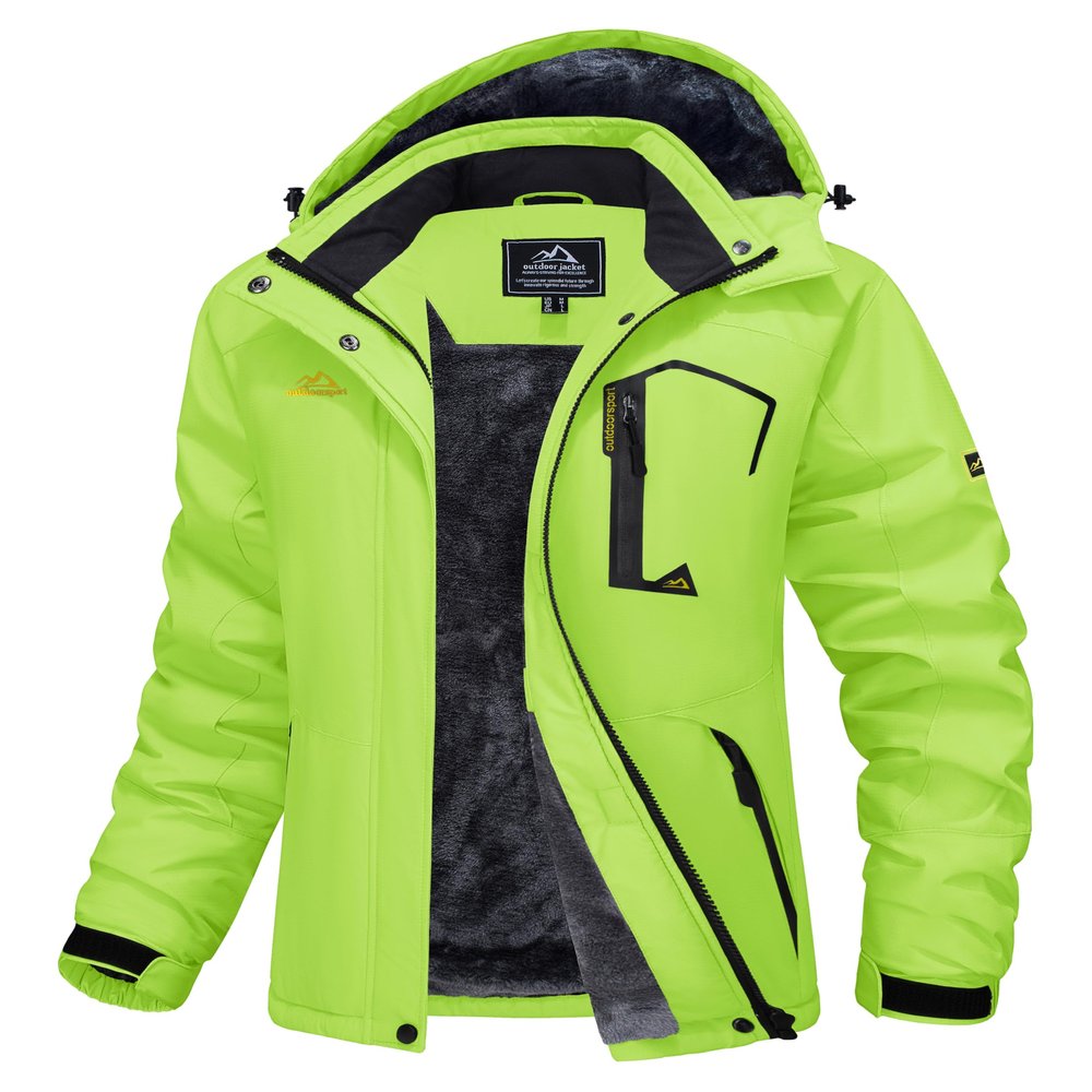MAGCOMSEN Women's Snowboarding Jackets Waterproof Insulated Snow Jackets Ladies Green Ski Jackets Fleece Winter Coats M