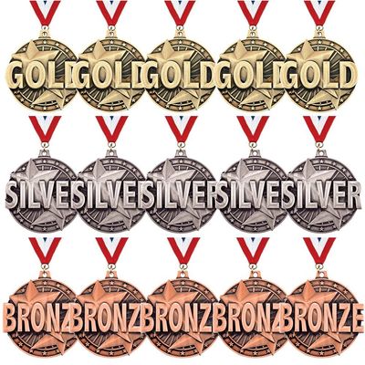 Crown Awards 2" Gold, Silver, and Bronze Place Achievement Medals, 15 Pack Prime