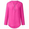 PBNBP Women's Casual Blouse Cuff Sleeve Daily Long Sleeve Summer Fall Solid Color Tops Half Zip Chiffon V Neck Loose Fit Shirts Blusas view 3