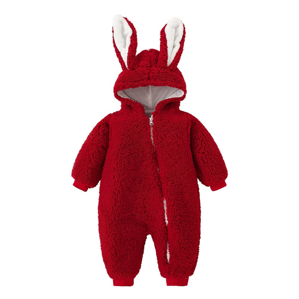 Hooded Boys Warm Bunny Baby Thick Coat Infant Snowsuit Girls Jumpsuit Girls Coat&jacket Girl Snow Suit (Red, 0-6 Months)