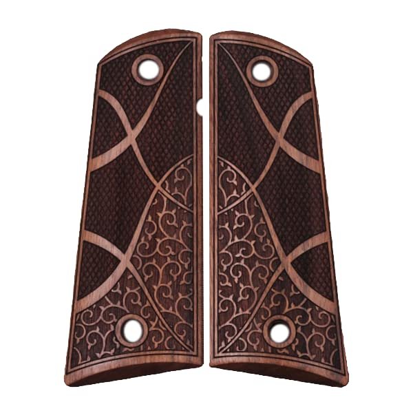 1911 Standart Frame Walnut Grips (Diamond & Flower Checkering)