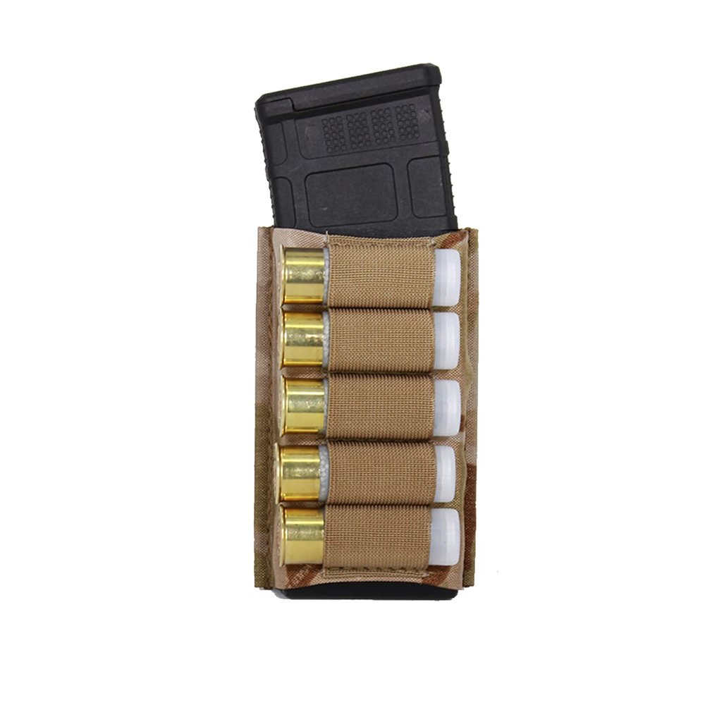 Esstac Single Tall 5.56 KYWI Mag Pouch with 12 Gauge Shell Loops (Attachment Method: 2X WTF Straps - Coyote, Multicam Arid)
