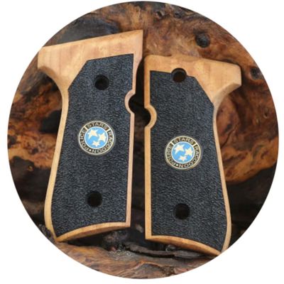 Beretta 92FS, 92, 92F, 92A1, 92FS INOX, 92G, 92D, 96, 96D, 96A1, M9A1 Compatible Samurai Edge Raccoon City Stars Logo Grip (Light Walnut) (KSD-01580)