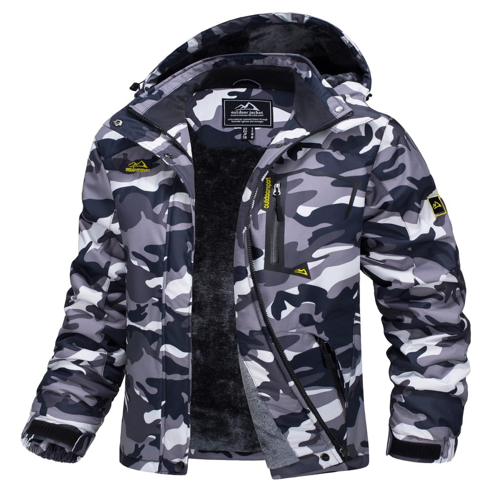 MAGCOMSEN Women's Snow Jacket Waterproof Insulated Winter Jackets Ladies Snowboard Jackets Warm Winter Coats Black Camo,XL