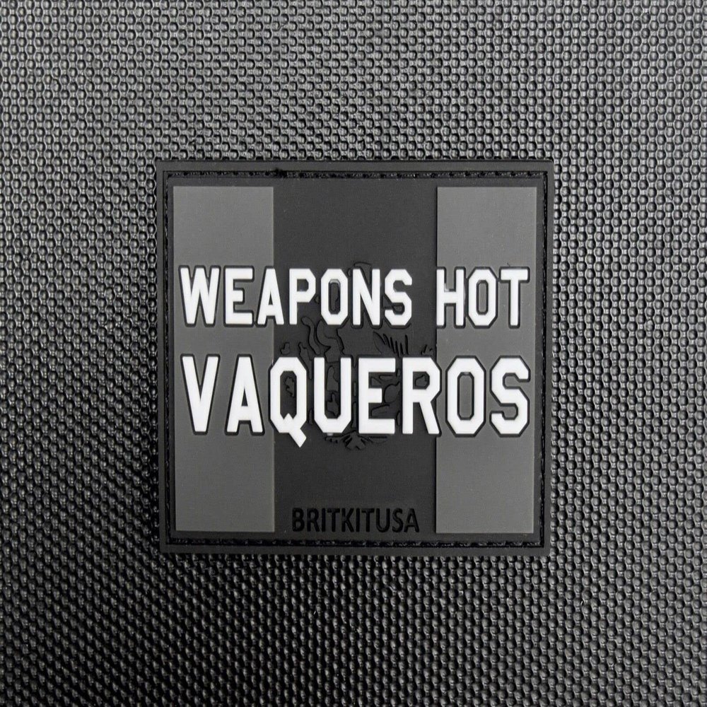 Weapons HOT Vaqueros PVC Morale Patch GITD Modern Warfare II Mexico, Patch Measures 3.5" x 2.25" with Hook Fastener and Loop Backing.