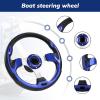 QYMOPAY 12.5inch Boat Steering Wheel, 3/4 Inch Axle Marine Steering Wheel Adapter, Anti-Slip Carbon Fiber for Boats, Yachts, Pontoon Boats Blue view 3